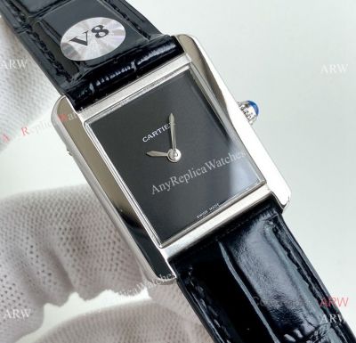 Replica Cartier Tank Solo Swiss Quartz Black Onyx Dial Strap 24mm